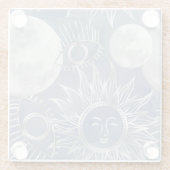 ミス太陽のティック | Dusty Blue Silver Moon Stars Sun ガラスコースター (裏面)