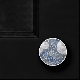 ミス太陽のティック | Dusty Blue Silver Moon Stars Sun セラミックノブ