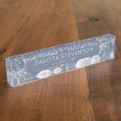 ミス太陽のティック | Dusty Blue Silver Moon Stars Sun デスクネームプレート (側面)