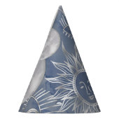 ミス太陽のティック | Dusty Blue Silver Moon Stars Sun パーティーハット (左)