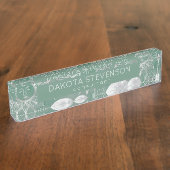 ミス太陽のティック | Dusty Green Silver Moon Stars Sun デスクネームプレート (側面)