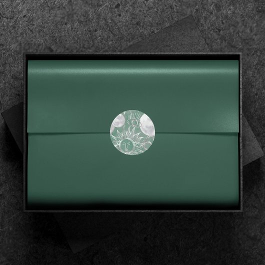 ミス太陽のティック | Dusty Green Silver Moon Stars Sun ラウンドシール