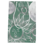 ミス太陽のティック | Pink Silver Moon Stars Sun Eyes ミディアムペーパーバッグ (裏面)