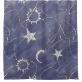 ミス魅力的ティック | Silver Moon Stars Sun Amulet シャワーカーテン (正面)