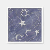 ミス魅力的ティック | Silver Moon Stars Sun Amulet スタンダードカクテルナプキン (正面)