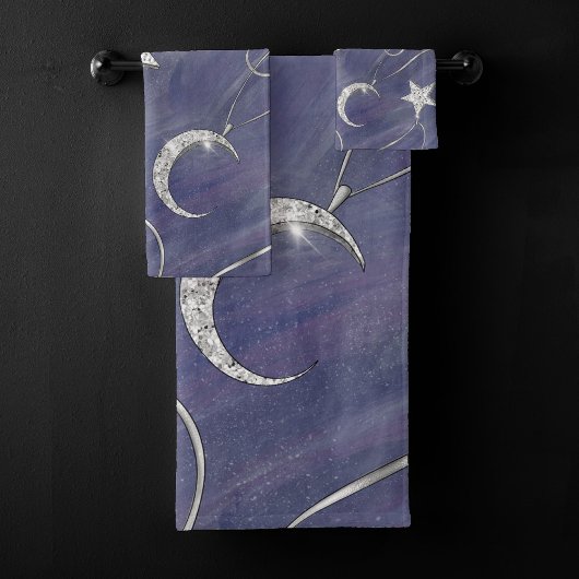 ミス魅力的ティック | Silver Moon Stars Sun Amulet バスタオルセット