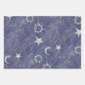 ミス魅力的ティック | Silver Moon Stars Sun Amulet ラッピングペーパーシート (正面3)