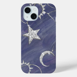 ミス魅力的ティック | Silver Moon Stars Sun Amulet iPhone 15ケース