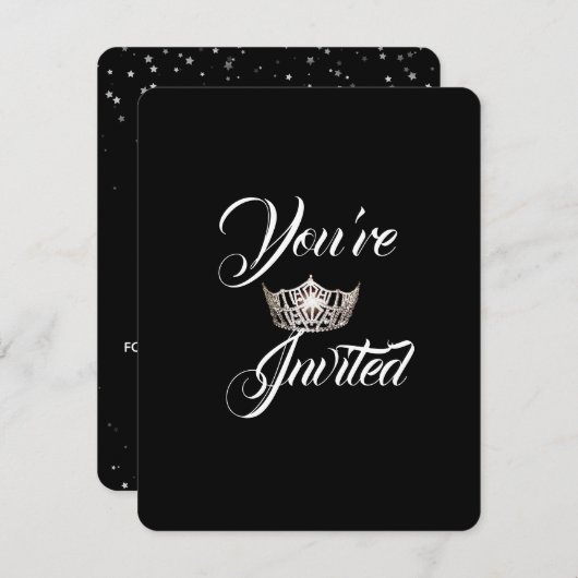 ミス・アメリカ・シルバークラウンパーティー招待状-スターズ 招待状 (正面/裏面)