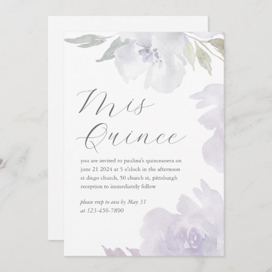 ミス・キンセ・フローラル 15歳の誕生日 クインセアニエラ 招待状 (正面/裏面)