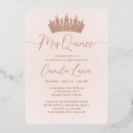ミス・キンセ 3 フォトコラージュ キンセアニェーラ クラウン ピンク 箔招待状