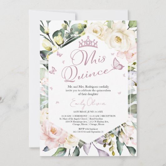 ミス・クリンス | バタフライフローラフォトキンセアニラ 招待状 (正面)