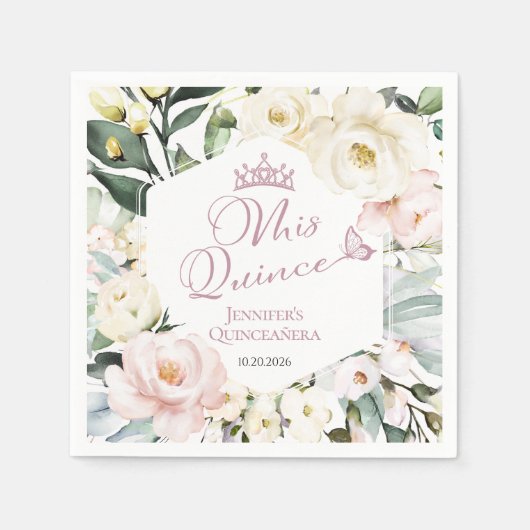 ミス・クリンス | ボホフローラフレームキンセアニラナプキンス スタンダードカクテルナプキン (正面)