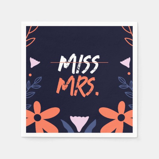 ミス・トゥ・ミセスのブライズシャワー スタンダードカクテルナプキン (正面)