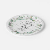 ミス トゥ ミセス グリーンナリー ユーカリ ブライダル シャワー ペーパープレート (アングル)