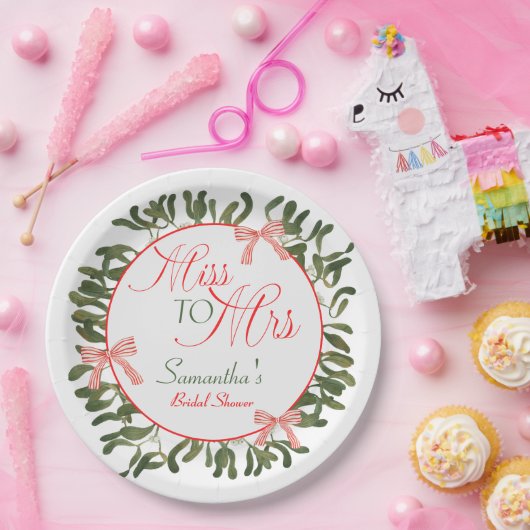 ミス・トゥ・ミセス・コケッティ ミストルツリー ブライダルシャワー ペーパープレート (パーティー)