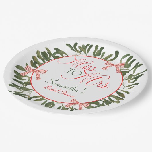 ミス・トゥ・ミセス・コケッティ ミストルツリー ブライダルシャワー ペーパープレート (アングル)