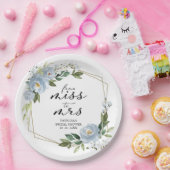 ミス・トゥ・ミセス ダスティーブルー ジオメトリック ブライダルシャワー ペーパープレート (パーティー)