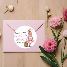 ミス トゥ ミセス トラベル ピンク ボウ ドレス ブライダル シャワー ラウンドシール