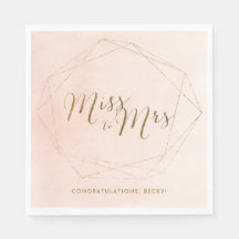 ミス トゥ ミセス ピンク ゴールド ブライダル シャワー パーティー ナプキン