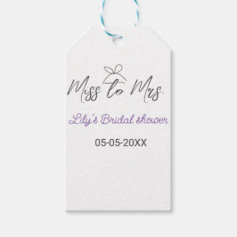 ミス・トゥ・ミセス ブライダルシャワー 追加 名前 日付 年 ボウ ギフトタグ