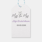 ミス・トゥ・ミセス ブライダルシャワー 追加 名前 日付 年 ボウ ギフトタグ (裏面)
