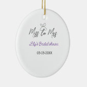 ミス・トゥ・ミセス ブライダルシャワー 追加 名前 日付 年 ボウ セラミックオーナメント (右)