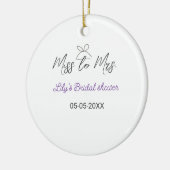 ミス・トゥ・ミセス ブライダルシャワー 追加 名前 日付 年 ボウ セラミックオーナメント (左)