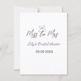 ミス・トゥ・ミセス ブライダルシャワー 追加 名前 日付 年 ボウ ポストカード