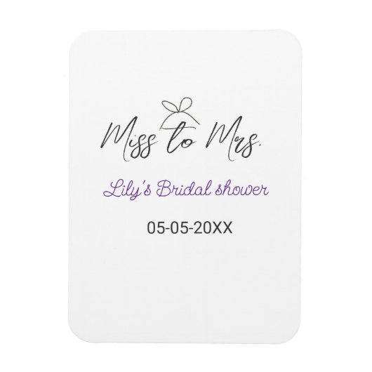 ミス・トゥ・ミセス ブライダルシャワー 追加 名前 日付 年 ボウ マグネット (縦)