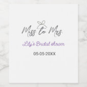 ミス・トゥ・ミセス ブライダルシャワー 追加 名前 日付 年 リボン ワインラベル (シングルラベル)