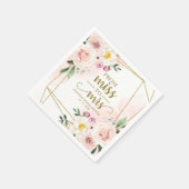 ミス トゥ ミセス ブラッシュ フラワージオメトリック ブライダルシャワー スタンダードカクテルナプキン (角)