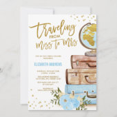 ミス・トゥ・ミセス ブルーゴールド ブライダルシャワー 招待状 (正面)