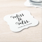 ミス・トゥ・ミセス モダン ブライダル シャワー ペーパーコースター (アングル)