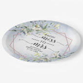 ミス トゥ ミセス 緑豊かな幾何学模様のウェディングシャワーペーパー ペーパープレート (アングル)