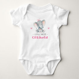 ミス・ワンダフル 1歳の誕生日 女の子 ゾウ ベビーボディスーツ