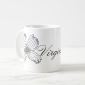 ミズキの州花およびヴァージニアの単語の白黒 コーヒーマグカップ (正面左)
