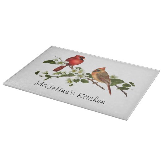 ミズキの枝の男女の（鳥）ショウジョウコウカンチョウ カッティングボード (角)