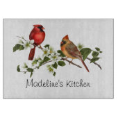 ミズキの枝の男女の（鳥）ショウジョウコウカンチョウ カッティングボード (正面)