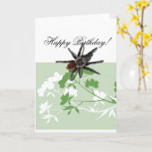 ミズキの花のデザインカードのタランチュラのくも カード (黄色い花)