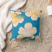 ミズキの花の色のWoodblockのプリント クッション (ブランケット)