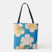 ミズキの花の色のWoodblockのプリント トートバッグ (裏面)