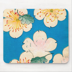ミズキの花の色のWoodblockのプリント マウスパッド