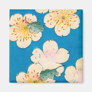 ミズキの花の色のWoodblockのプリント マグネット