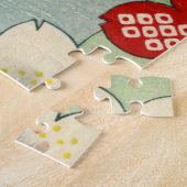 ミズキの花のWoodblockのプリント ジグソーパズル (側面)