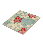 ミズキの花のWoodblockのプリント タイル (側面)