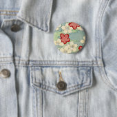 ミズキの花のWoodblockのプリント 缶バッジ (インサイチュ)