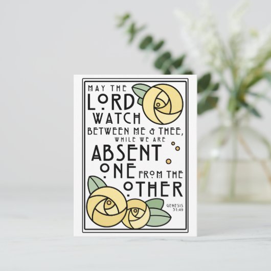 ミズパ |アールヌーボーイエローローズ ポストカード (スタンド正面)