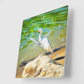 ミズマロヤ川にクレーン0335 スクエア壁時計 (傾斜)