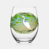 ミズマロヤ川にクレーン0335 ステムなしワイングラス (正面)